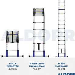 Brico Aldorr Home - Telescoopladder 3,80M - Met Stabilisatievoet En Soft Closing Hot