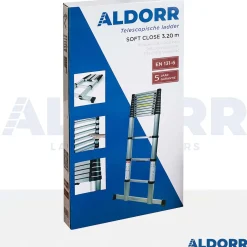 Brico Aldorr Home - Telescoopladder 3,20M - Met Stabilisatievoet En Soft Closing New