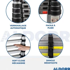 Brico Aldorr Home - Telescoopladder 3,20M - Met Stabilisatievoet En Soft Closing New