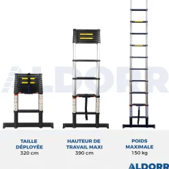 Brico Aldorr Professional - Telescoopladder 3,20M - Met Optigrip™ En Extra Brede Treden Discount