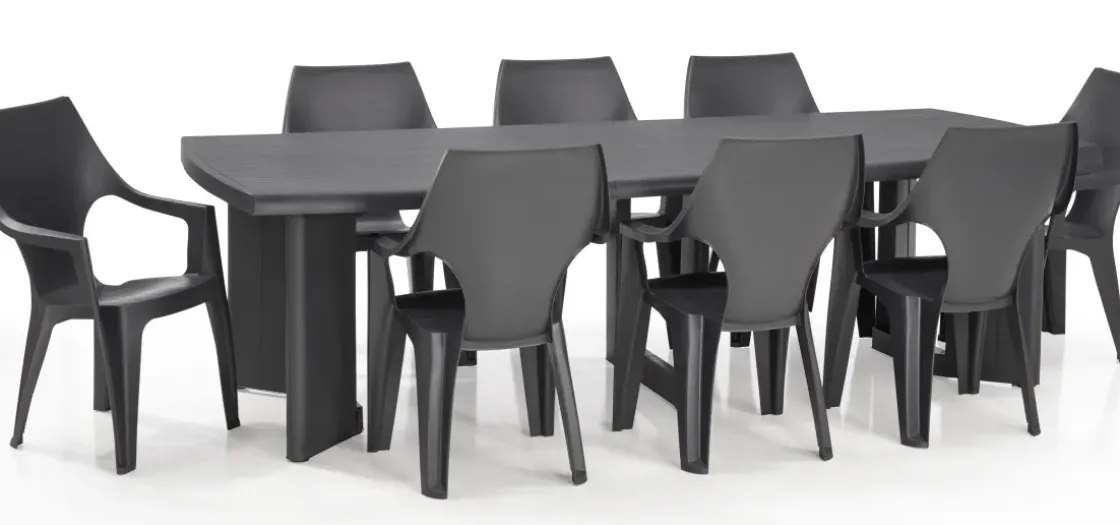 Alibert Tuinstoel Dante Stapelbaar Kunsthars Grafiet 88X56X58Cm-Brico Sale