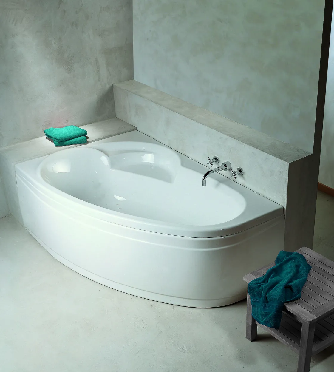 Brico Allibert Asymmetrisch Bad Zeli Rechts 175X110X53-55Cm Wit New