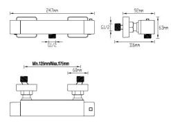 Brico Aquavive Eco Thermostatische Douchekraan Tanaro Zwart 15Cm Best