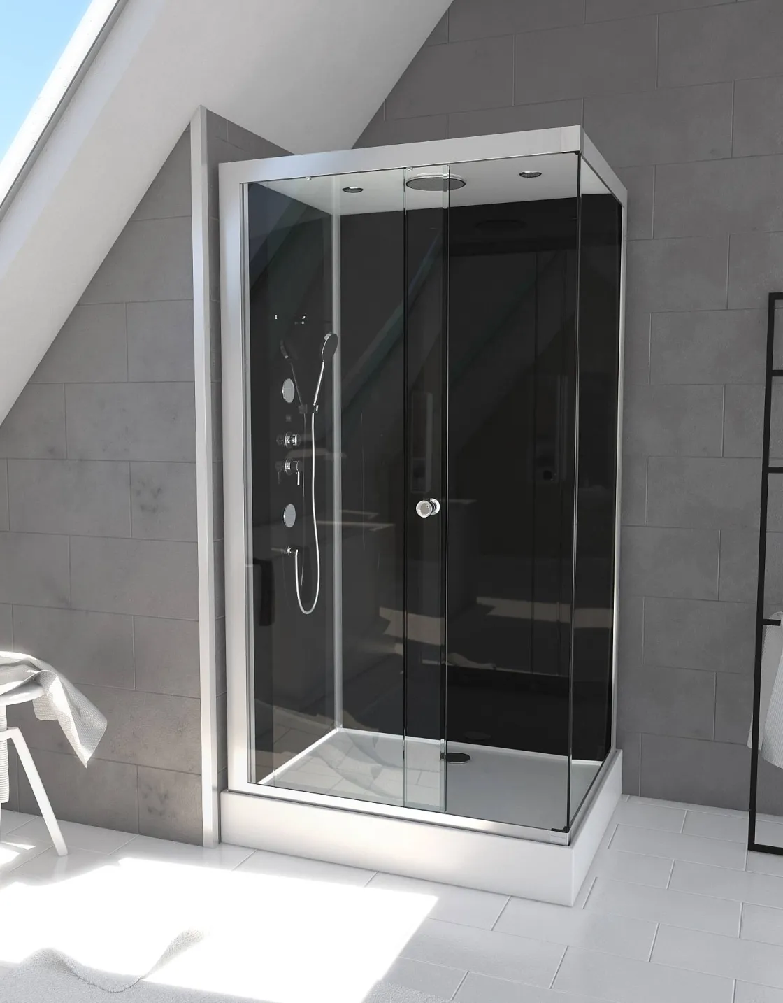 Brico Aurlane Douchecabine Black 2 Rechthoek 110X80Cm Clearance