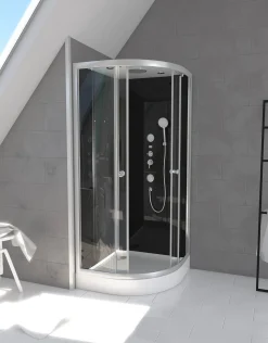 Brico Aurlane Douchecabine Black 2 Rond 90X90Cm Clearance