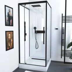 Brico Aurlane Douchecabine Indus2 90X90X215Cm Vierkant Zwart/Wit Sale