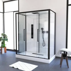 Brico Aurlane Douchecabine Indus2 Xxl 85X160X215Cm Rechthoekig Zwart/Wit New