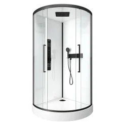 Brico Aurlane Douchecabine Indus2 1/4R 90X90X215Cm Kwartrond Zwart/Wit Sale