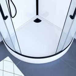 Brico Aurlane Douchecabine Indus2 1/4R 90X90X215Cm Kwartrond Zwart/Wit Sale