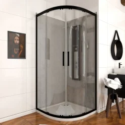 Brico Aurlane Douchedeur Factory Rond 90X90X200Cm Zwart Clearance