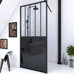 Brico Aurlane Douchewand Black Indus 90X200Cm 5Mm Zwart Best