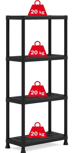 Brico Baseline Opbergrek 60/4 Zwart 30X60X135Cm