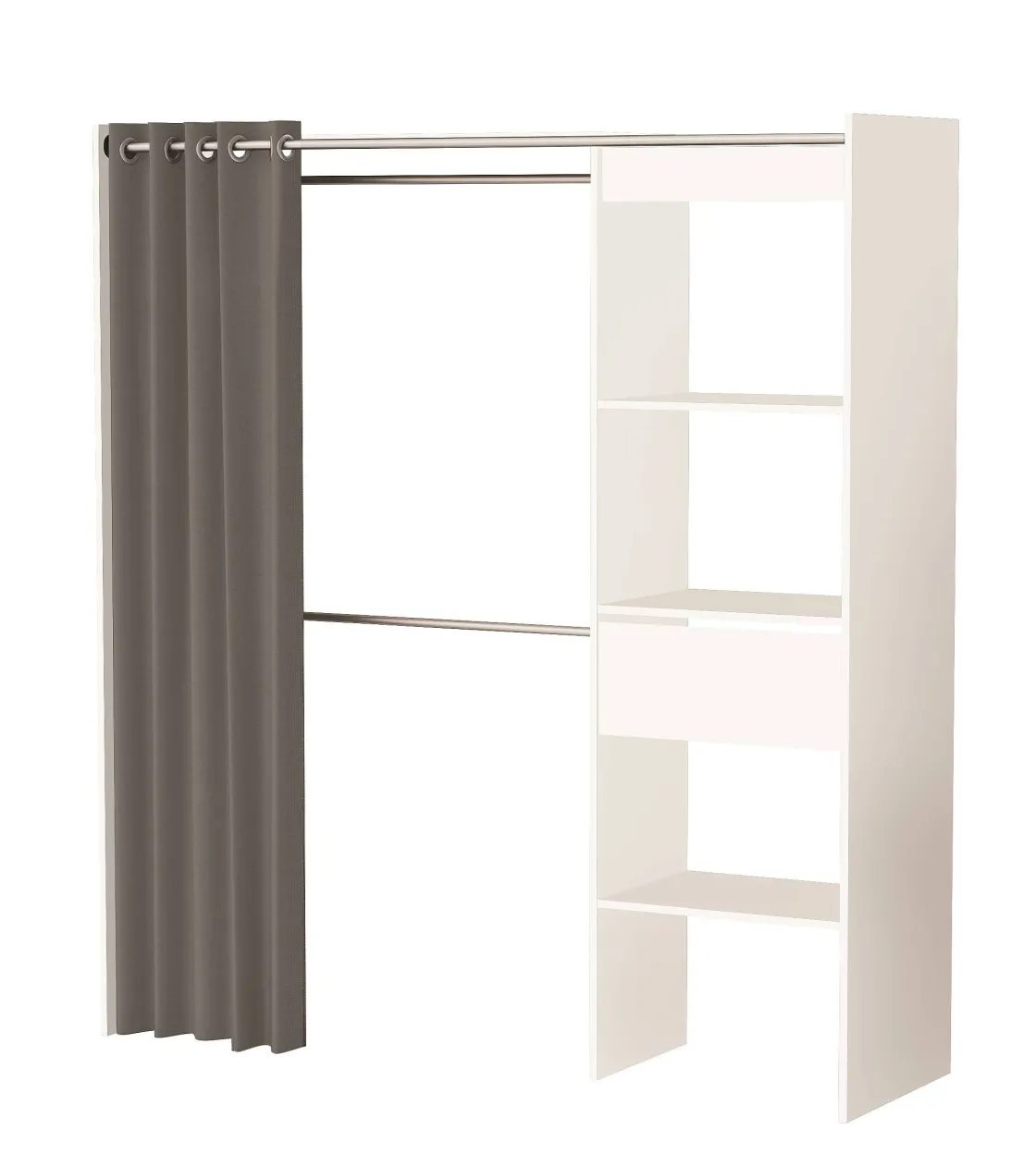 Brico Belfurn Uitschuifbare Dressingkast Chicago Met Gordijn Wit Sale