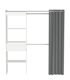 Brico Belfurn Uitschuifbare Dressingkast Chicago Met Gordijn Wit Sale