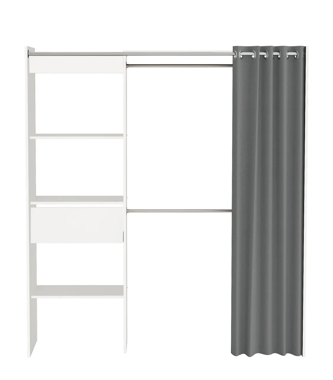 Brico Belfurn Uitschuifbare Dressingkast Chicago Met Gordijn Wit Sale