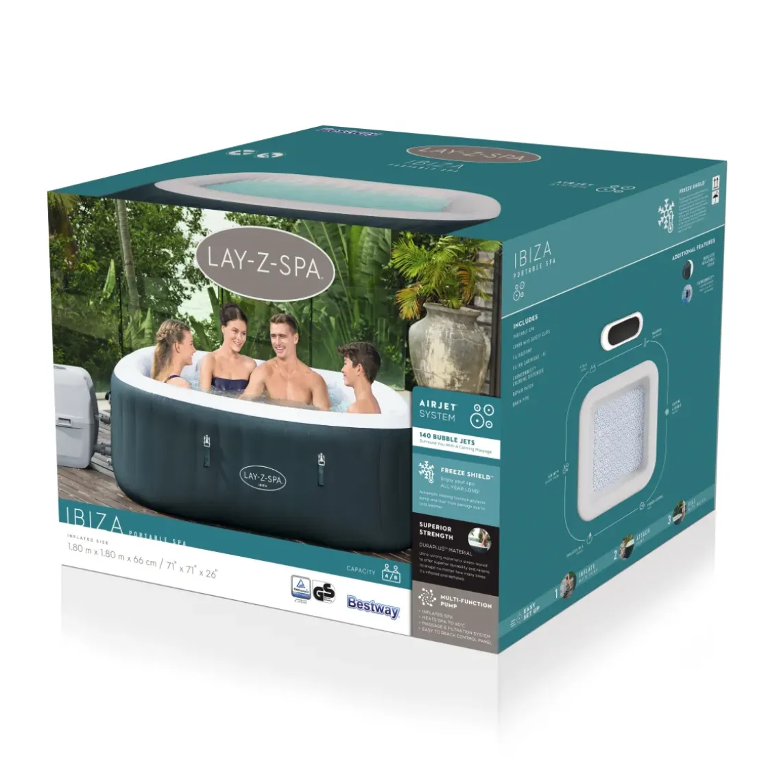 Bestway Opblaasbare Jacuzzi Lay-Z-Spa Ibiza Airjet 806L Groen 180X180X66Cm-Brico