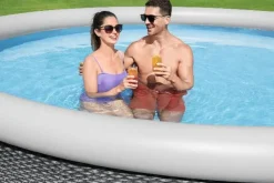 Bestway Opblaaszwembad Fast Set Rond Rotan Met Filterpomp O366X76Cm-Brico Hot