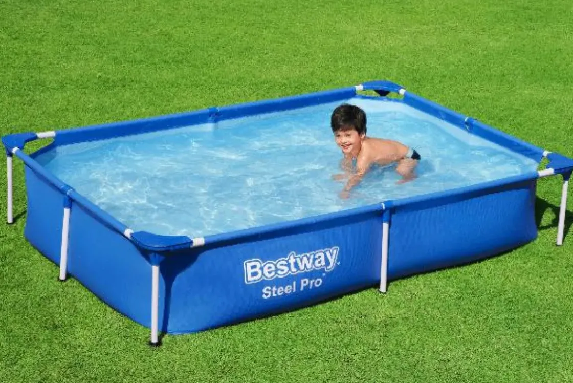 Bestway Opzetzwembad Steel Pro Rechthoek 221X150X43Cm-Brico Discount