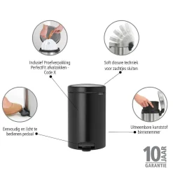 Brico Brabantia Pedaalemmer Newicon Matt Black 12L