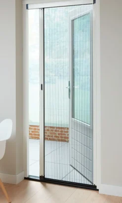 Cando Hordeur Premium B - Plisse Hordeur - Wit Profiel - Grijs Gaas - 96X200Cm-Brico Discount