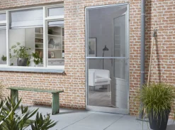 Cando Hordeur Standaard - Scharnierende Hordeur - Wit Profiel - Grijs Gaas - 92X212Cm-Brico Sale