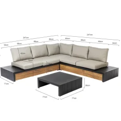 Central Park Hoekbank Loungeset Cassis Zwart Hout-Brico Discount