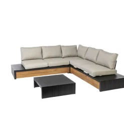 Central Park Hoekbank Loungeset Cassis Zwart Hout-Brico Discount