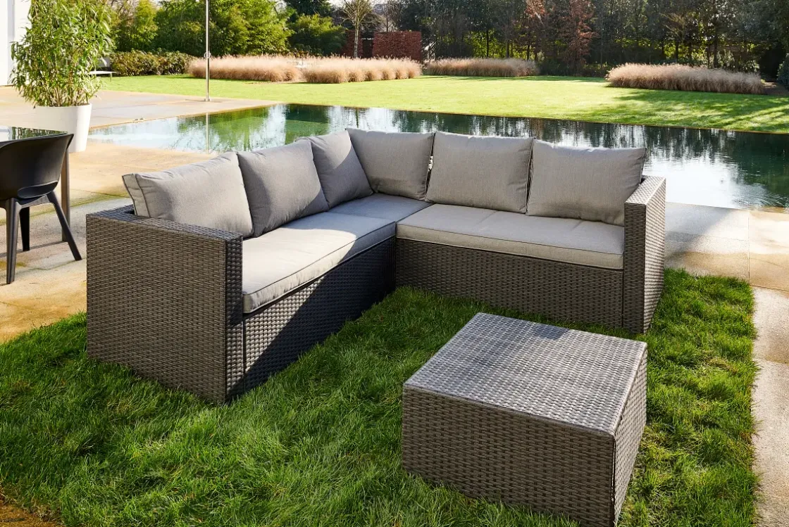Central Park Hoekbank Loungeset Alea Grijs Staal/Wicker 3 Stuks-Brico Sale