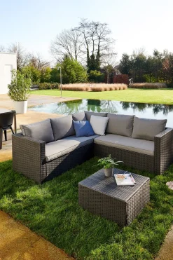 Central Park Hoekbank Loungeset Alea Grijs Staal/Wicker 3 Stuks-Brico Sale