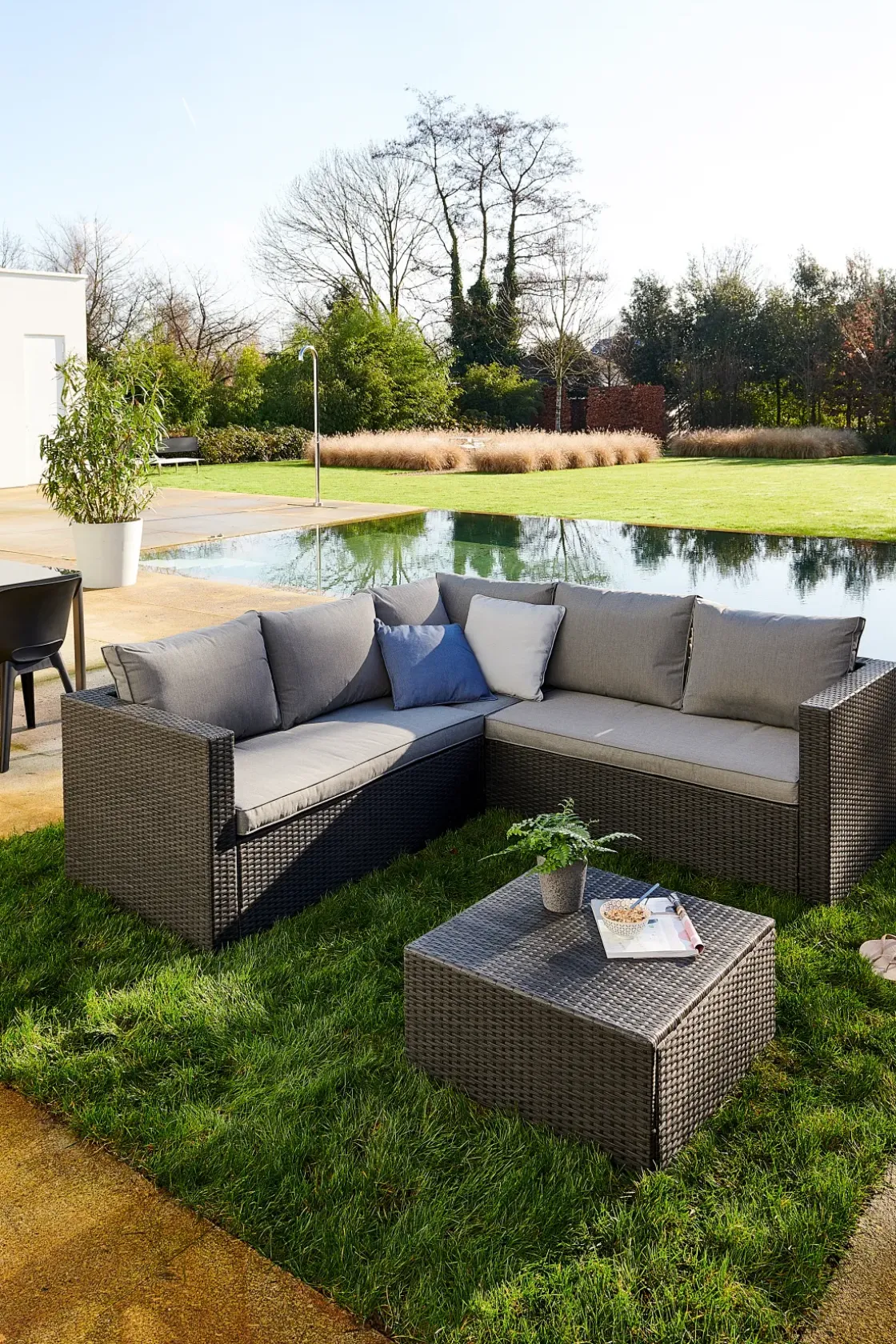 Central Park Hoekbank Loungeset Alea Grijs Staal/Wicker 3 Stuks-Brico Sale