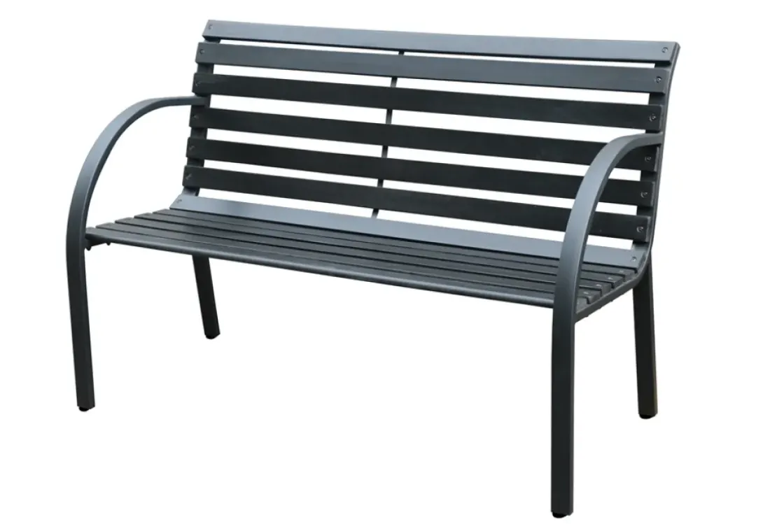 Central Park Tuinbank City Staal/Fsc Eucalyptushout Zwart 122X81,5Cm-Brico Hot