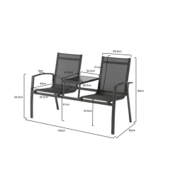 Central Park Tuinbank Nicola 2-Zits Aluminium Antraciet-Brico Discount