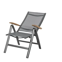 Central Park Tuinstoel Analee Verstelbaar Aluminium/Textileen Grijs-Brico Discount