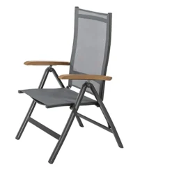 Central Park Tuinstoel Analee Verstelbaar Aluminium/Textileen Grijs-Brico Discount