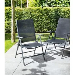 Central Park Tuinstoel Palma Verstelbaar Antraciet/Zwart-Brico Online