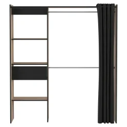 Brico Chicago Kledingkast Uitschuifbaar + Gordijn Geborsteld Eik / Mat Zwart Best