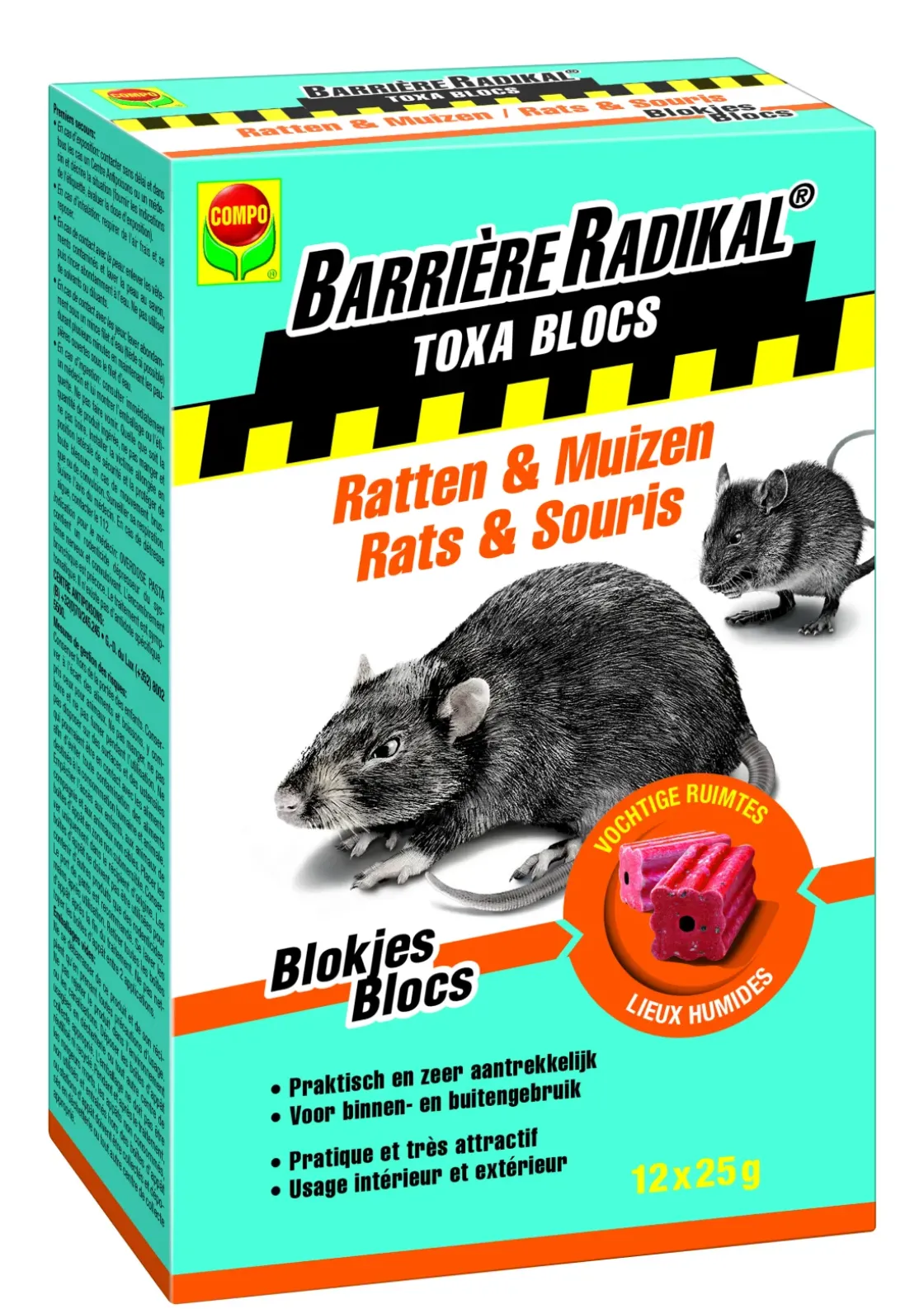Compo Anti-Muizen En Ratten Blokjes Barriere Radikal Toxa 300G-Brico Discount