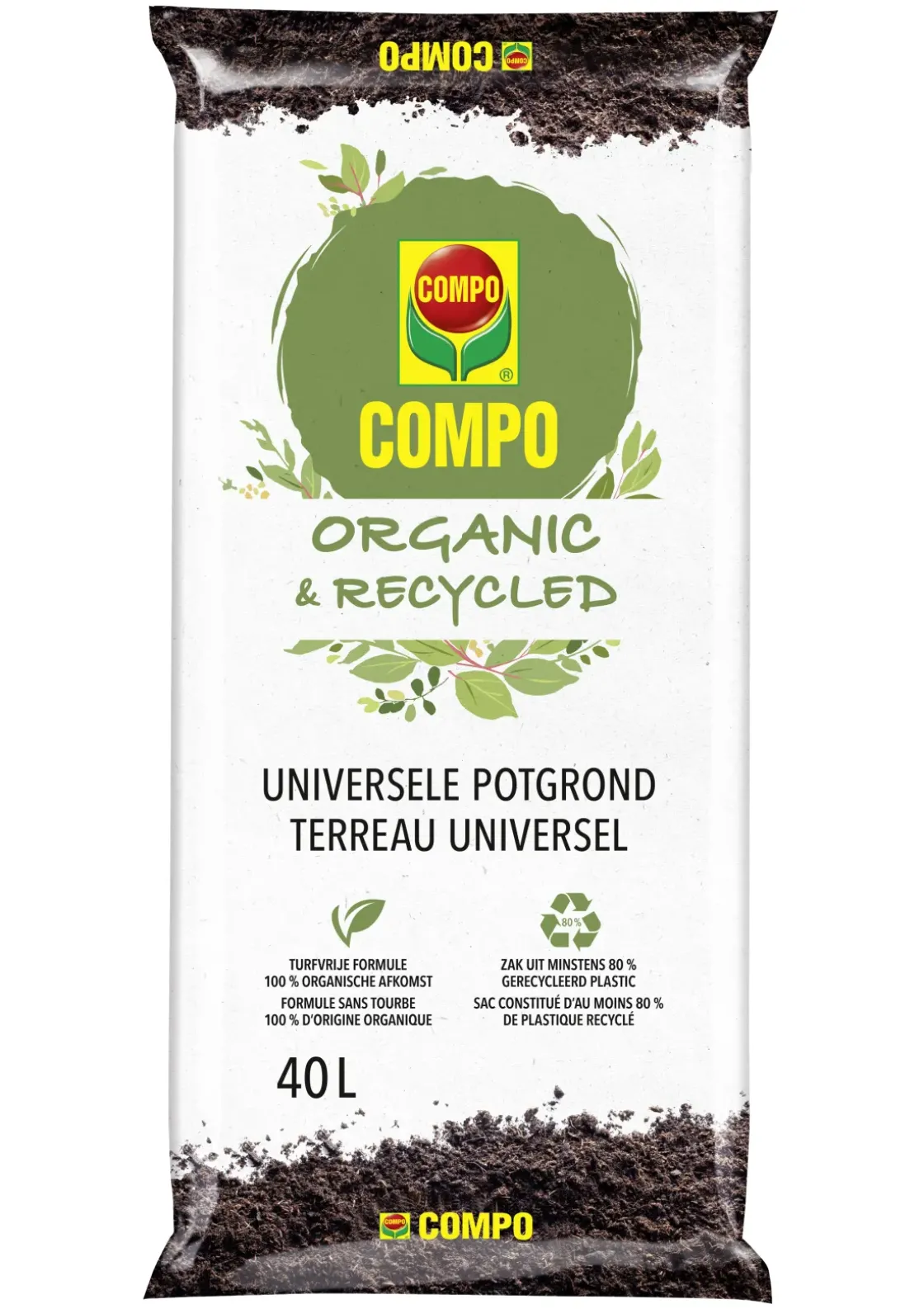 Compo Organic & Recycled Universele Potgrond 40L-Brico Discount