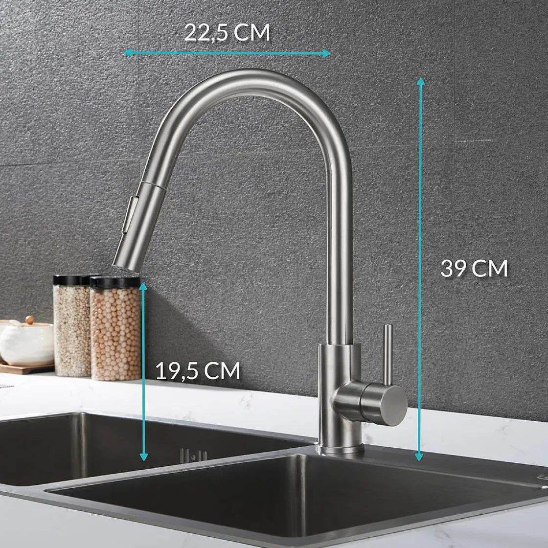 Brico Croom Keukenkraan Nymex - Uittrekbare Uitloop