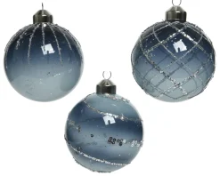 Brico Decoris Kerstbal Blauw Transparant Glas O8Cm 1Stk Best