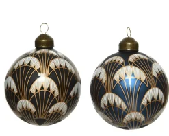 Brico Decoris Kerstbal Glas Zwart/Blauw 1Stuks Discount