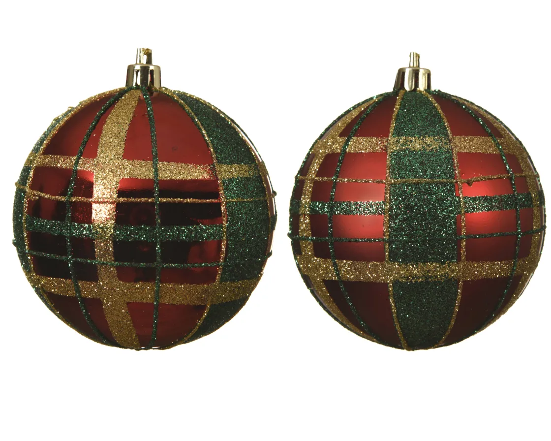 Brico Decoris Kerstbal Ruitjespatroon 8Cm 1Stuk Hot