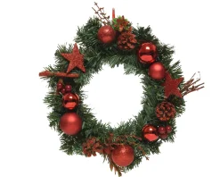 Brico Decoris Kerstkrans Glitter 30Cm Groen/Rood Best