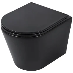 Brico Differenz Hangtoilet Mat Zwart | Soft-Close & Quick Release Toiletzitting |Randloos Toiletpot Clearance