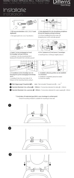 Brico Differenz Hangtoilet Mat Zwart | Soft-Close & Quick Release Toiletzitting |Randloos Toiletpot Clearance