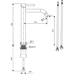 Brico Differnz Wastafelkraan Koud/Warm Hoog Gebogen Goud Discount