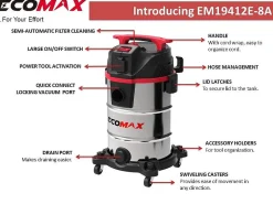 Brico Ecomax Stofzuiger Nat-Droog M Class Lite Rvs 30 Liter Online