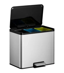 Brico Eko Pedaalemmer Essential Met 3 Binnenemmers Voor Het Scheiden Van Afval Geborsteld Rvs 3X9L Hot