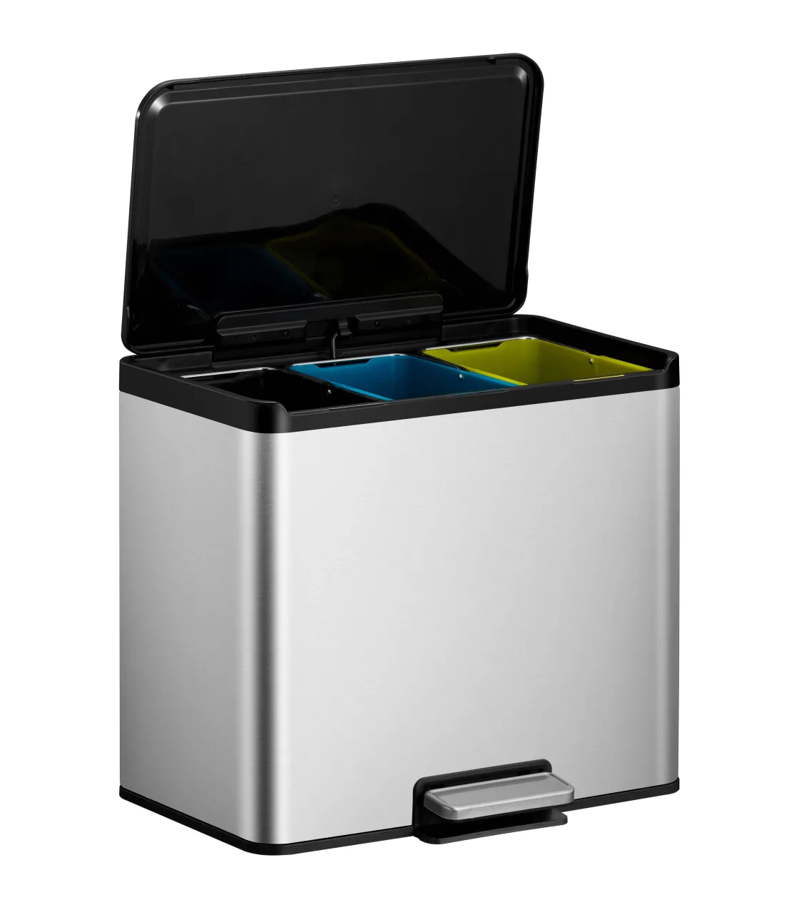 Brico Eko Pedaalemmer Essential Met 3 Binnenemmers Voor Het Scheiden Van Afval Geborsteld Rvs 3X9L Hot