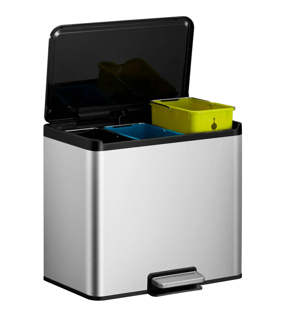 Brico Eko Pedaalemmer Essential Met 3 Binnenemmers Voor Het Scheiden Van Afval Geborsteld Rvs 3X9L Hot